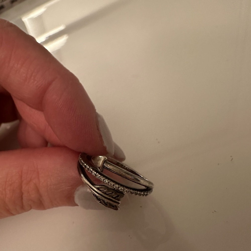 Silver Arrow Ring With Crystals - image 3